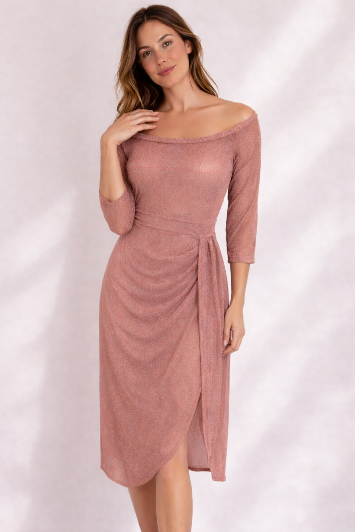 Elegante Zomer Jurk met Zijdrapering - Midi