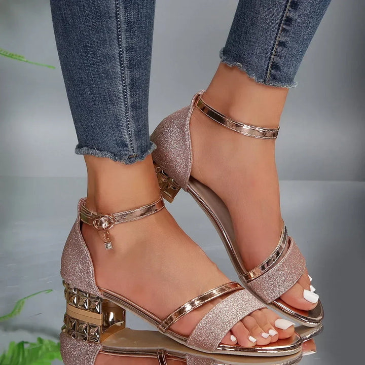 Elegante Zomer Sandalen met Blokhak en Enkelbandje