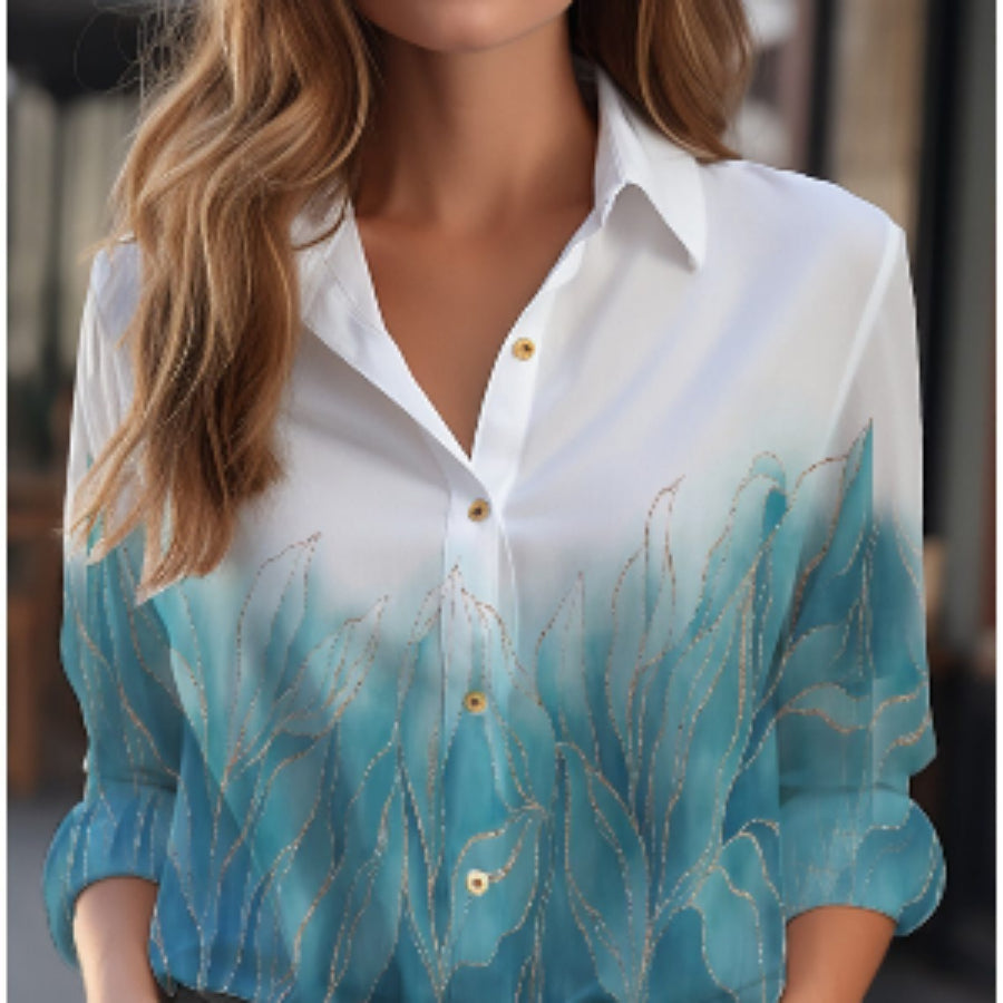 Elegante blouse met bloemenprint en knoopsluiting – top met lange mouwen
