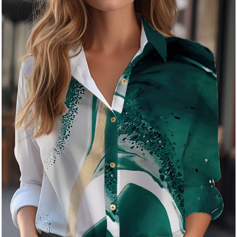 Elegante blouse met bloemenprint en knoopsluiting – top met lange mouwen