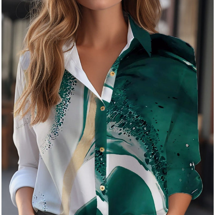 Elegante blouse met bloemenprint en knoopsluiting – top met lange mouwen