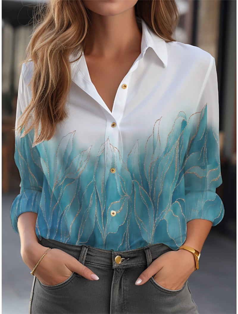 Elegante blouse met bloemenprint en knoopsluiting – top met lange mouwen