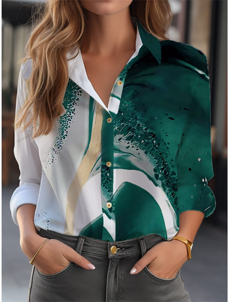 Elegante blouse met bloemenprint en knoopsluiting – top met lange mouwen