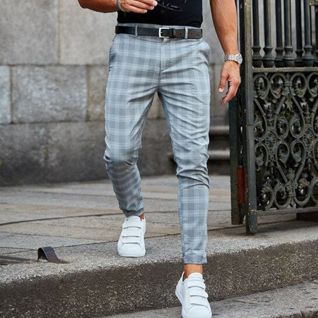 Geruite Pantalon met Slanke Pasvorm en Hoge Taille - Slim-fit