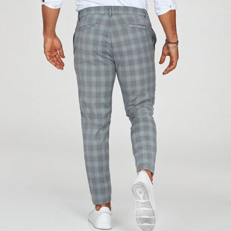 Geruite Pantalon met Slanke Pasvorm en Hoge Taille - Slim-fit
