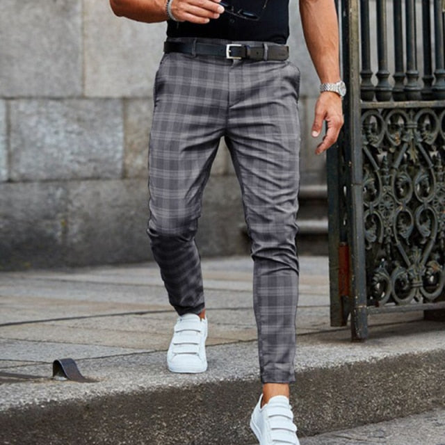 Geruite Pantalon met Slanke Pasvorm en Hoge Taille - Slim-fit