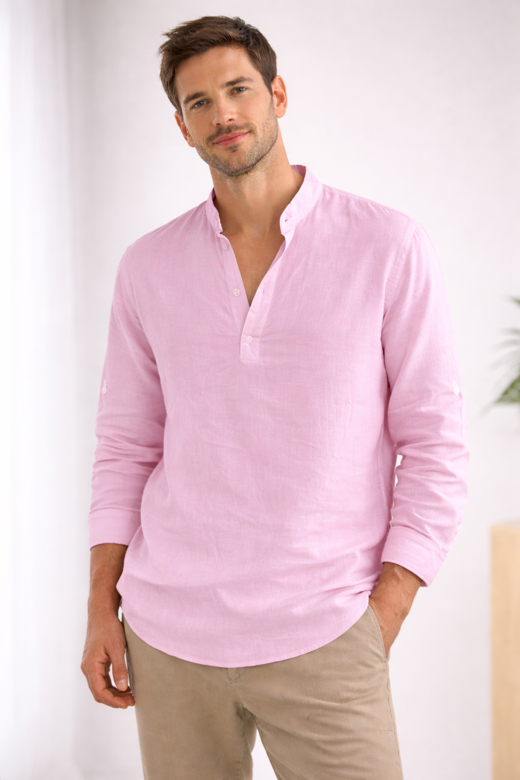 Henley Heren Overhemd - Lange Mouwen