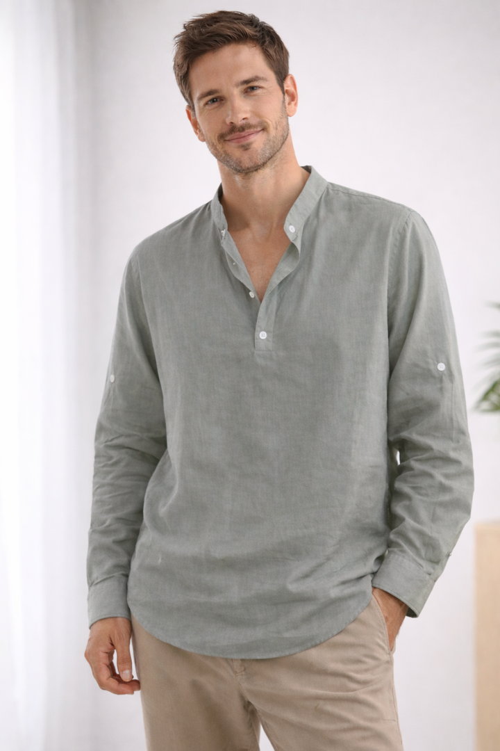 Henley Heren Overhemd - Lange Mouwen