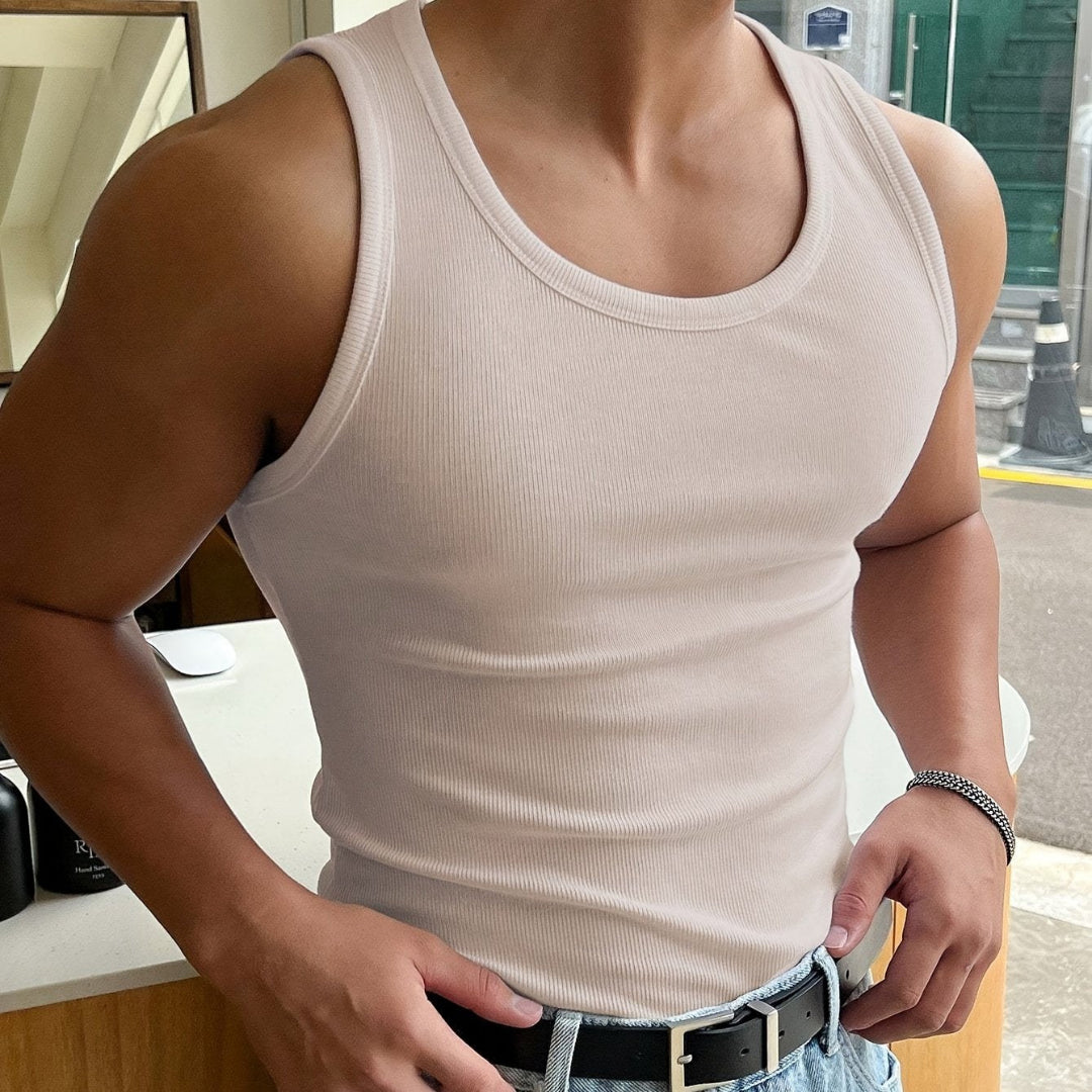 Heren Tanktop Rib Structuur met Aansluitende Pasvorm