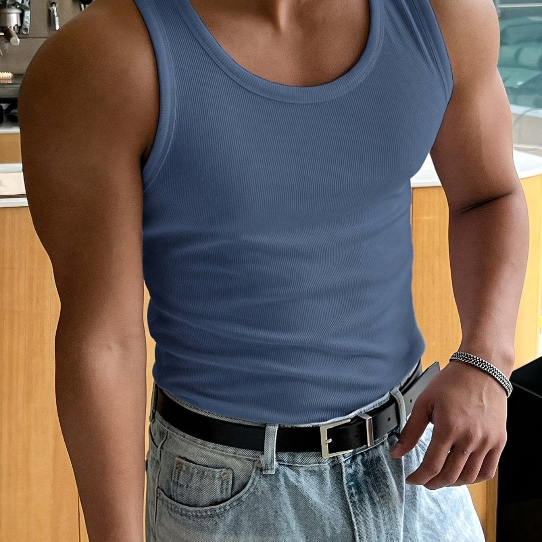 Heren Tanktop Rib Structuur met Aansluitende Pasvorm