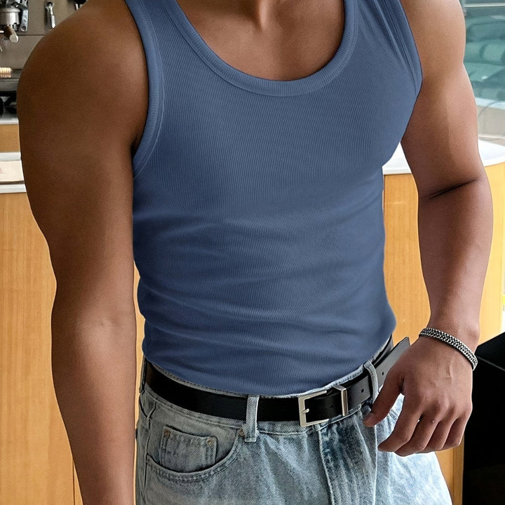 Heren Tanktop Rib Structuur met Aansluitende Pasvorm