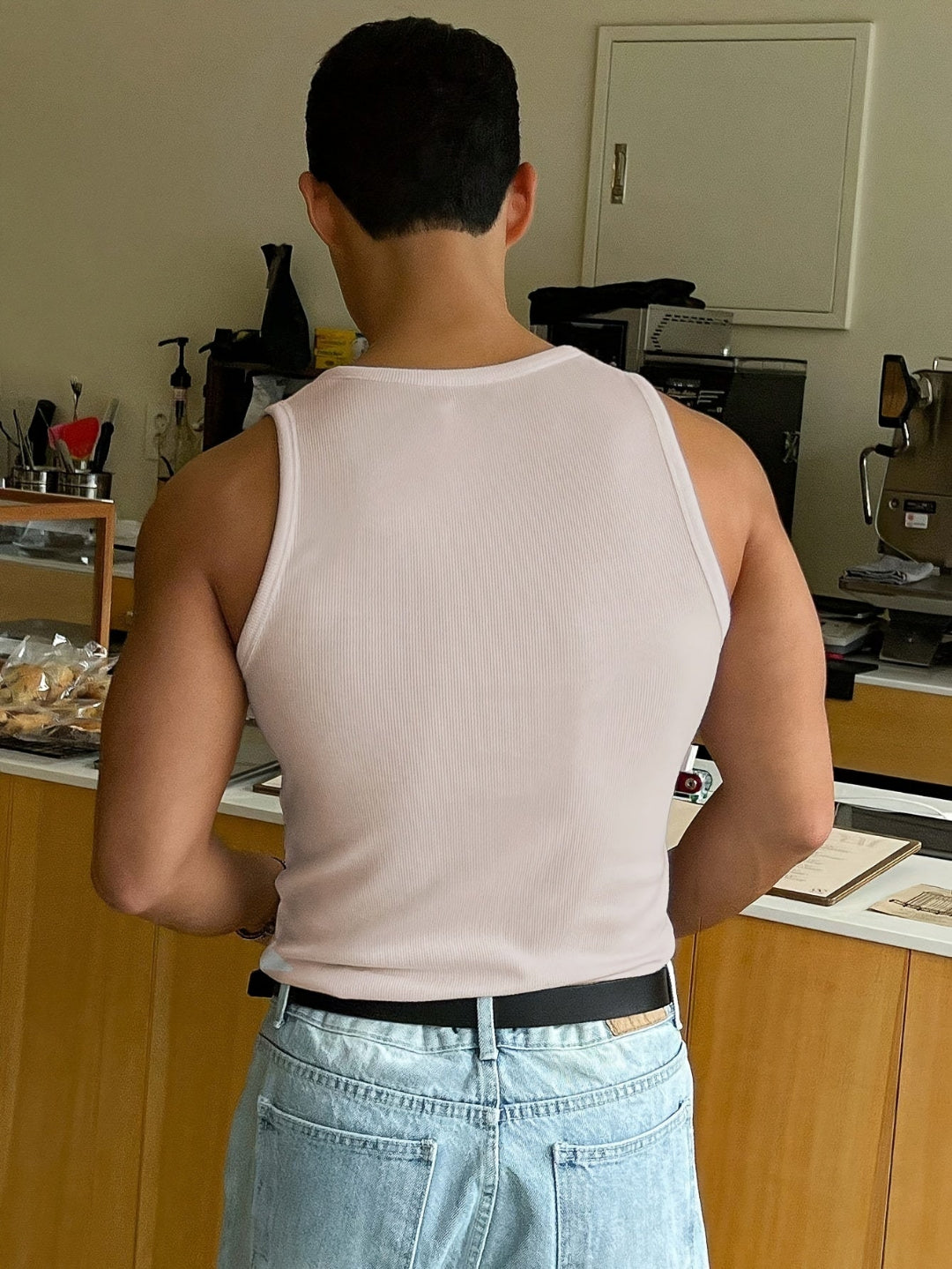 Heren Tanktop Rib Structuur met Aansluitende Pasvorm