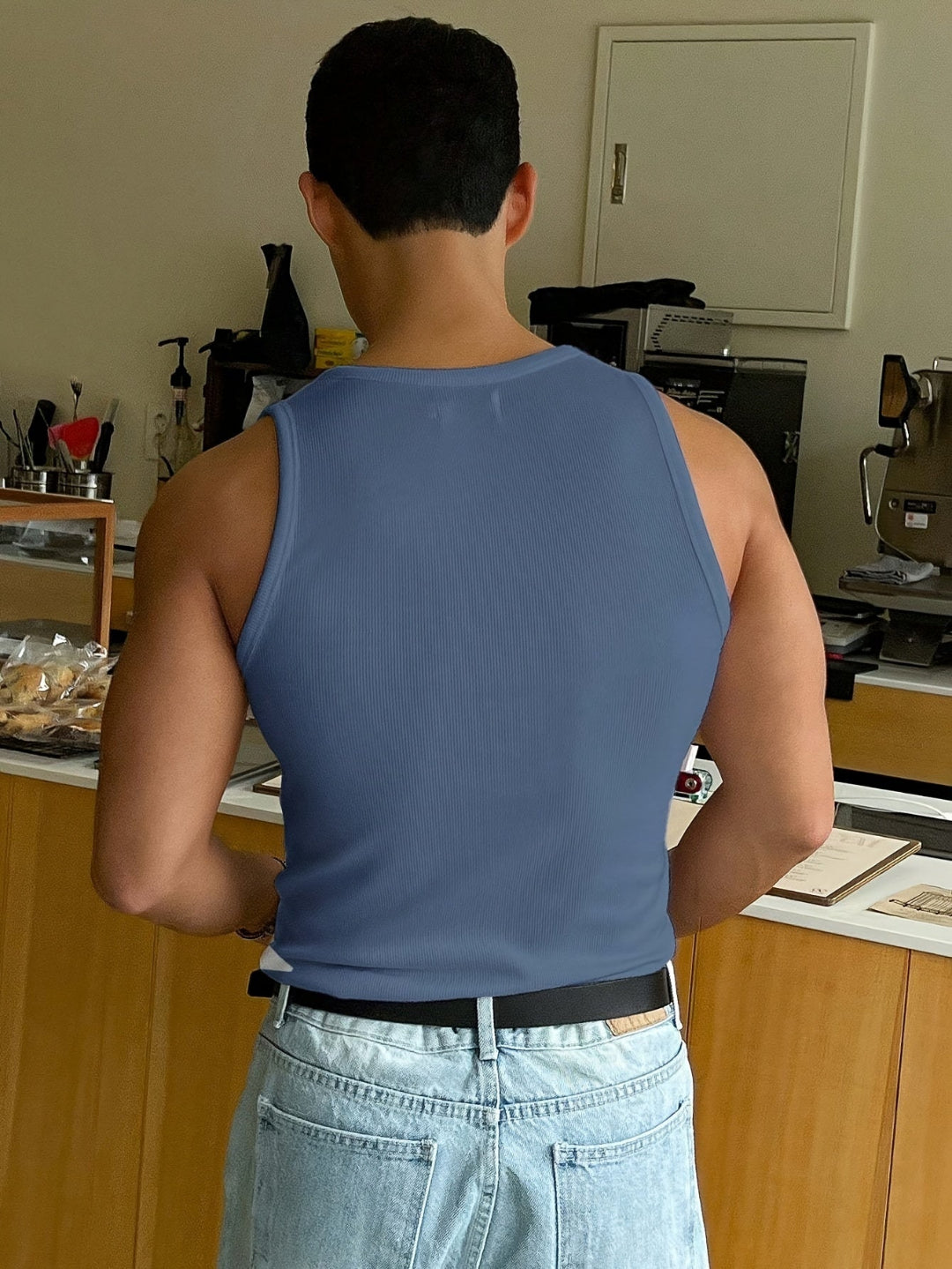 Heren Tanktop Rib Structuur met Aansluitende Pasvorm