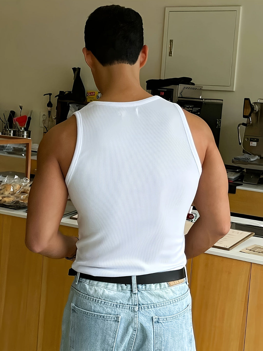 Heren Tanktop Rib Structuur met Aansluitende Pasvorm