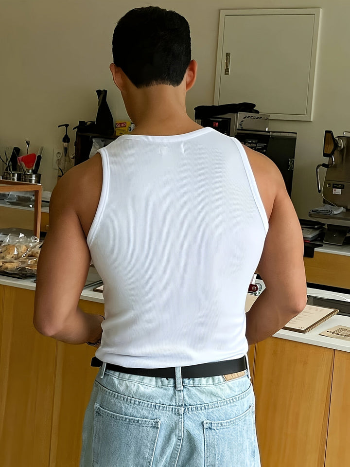 Heren Tanktop Rib Structuur met Aansluitende Pasvorm