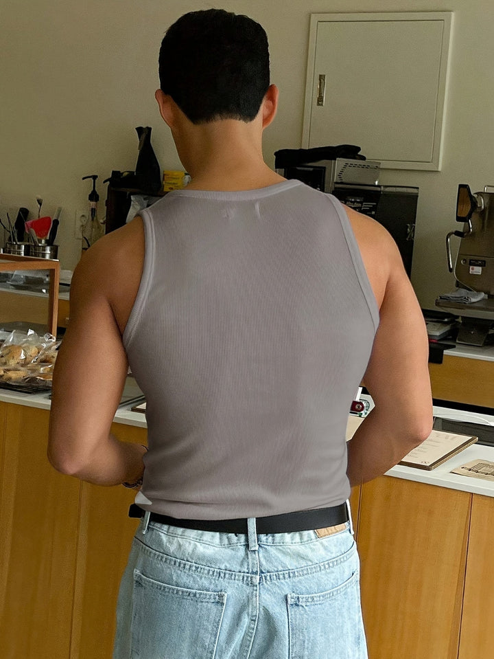 Heren Tanktop Rib Structuur met Aansluitende Pasvorm