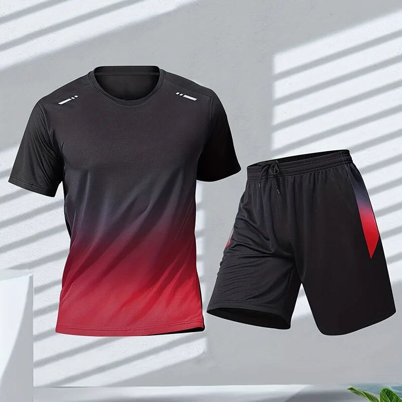 Heren Activewear Set - T-shirt met Korte Mouwen en Shorts