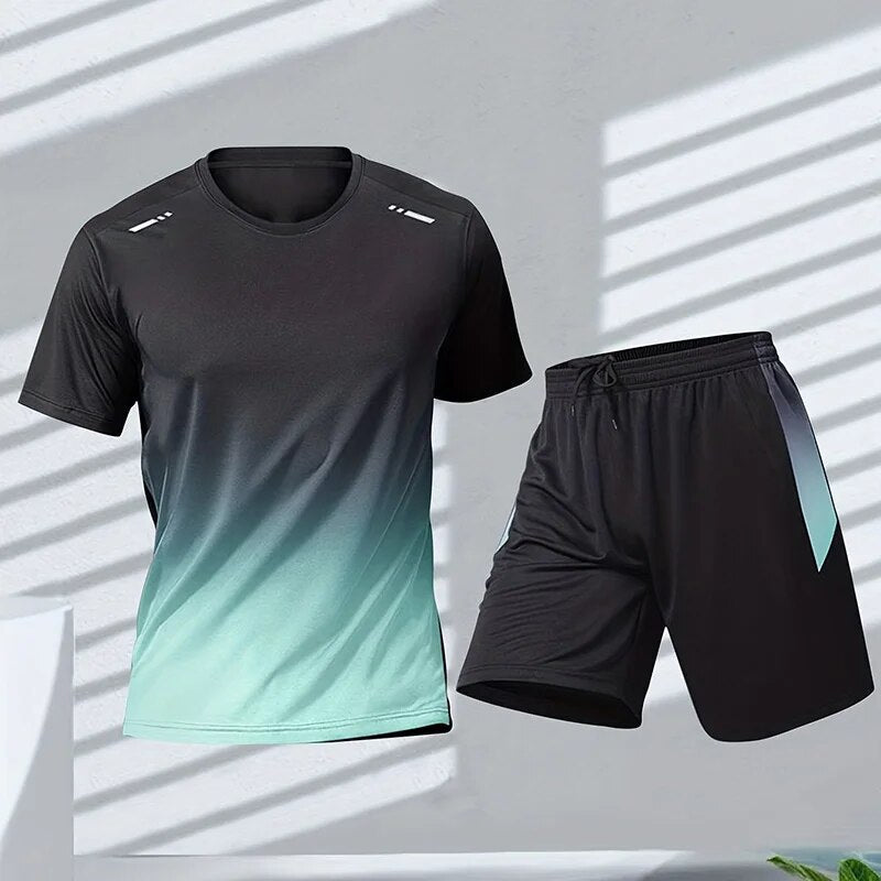 Heren Activewear Set - T-shirt met Korte Mouwen en Shorts