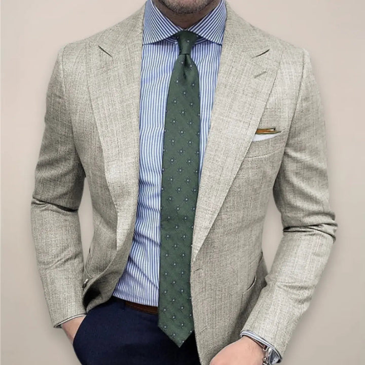 Heren Blazer met Structuur - Enkelrijige Blazer met Reverskraag