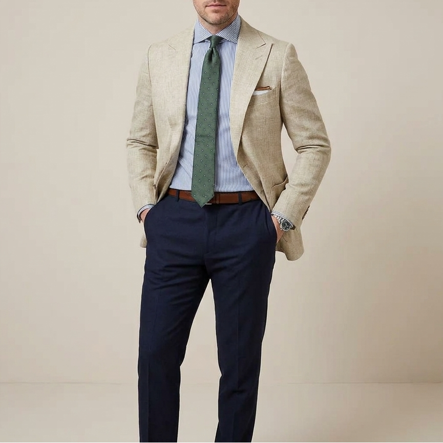 Heren Blazer met Structuur - Enkelrijige Blazer met Reverskraag