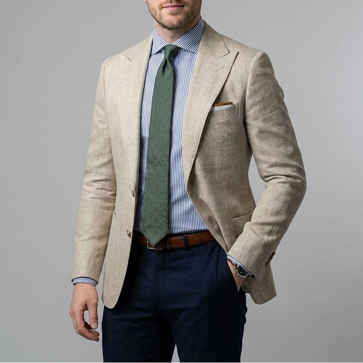 Heren Blazer met Structuur - Enkelrijige Blazer met Reverskraag