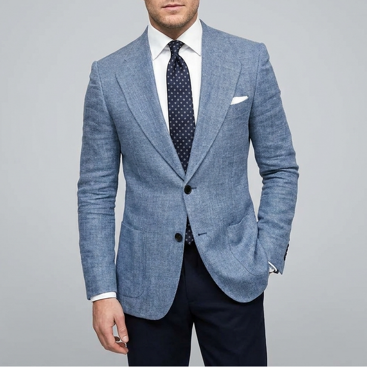 Heren Blazer met Structuur - Enkelrijige Blazer met Reverskraag