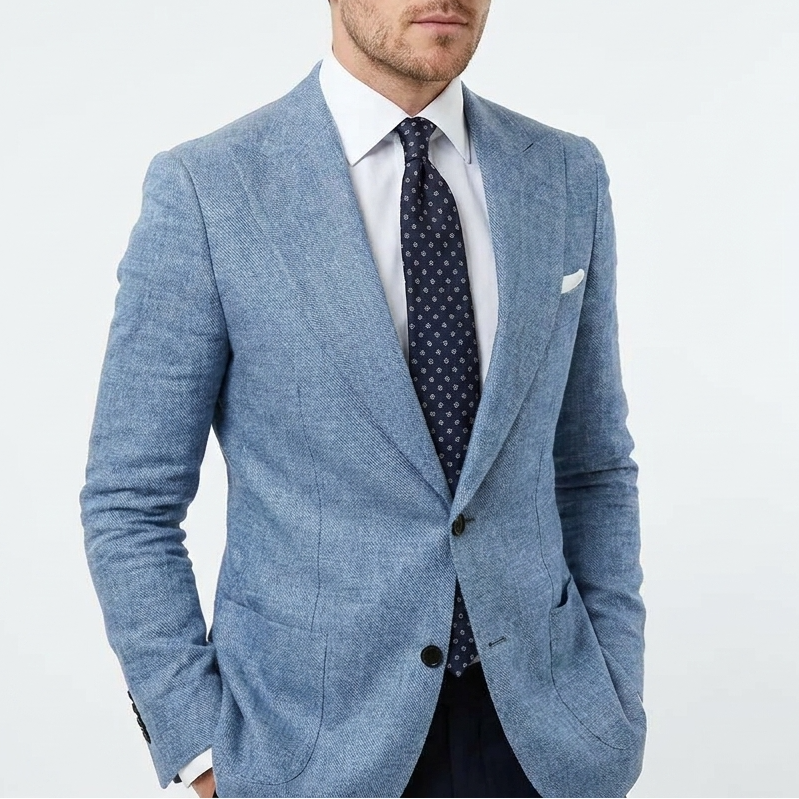 Heren Blazer met Structuur - Enkelrijige Blazer met Reverskraag