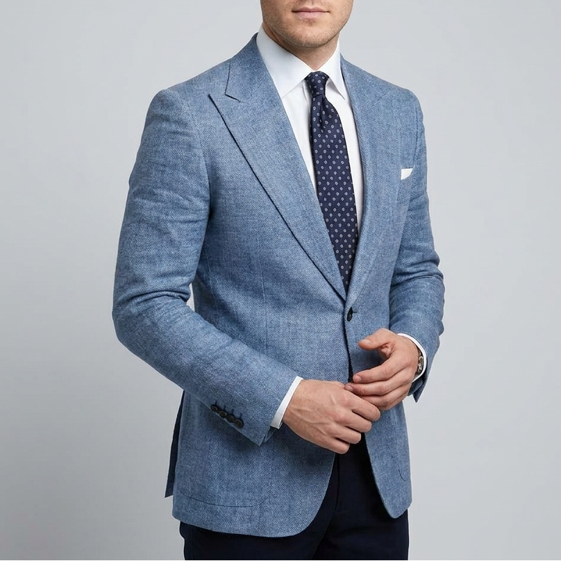 Heren Blazer met Structuur - Enkelrijige Blazer met Reverskraag