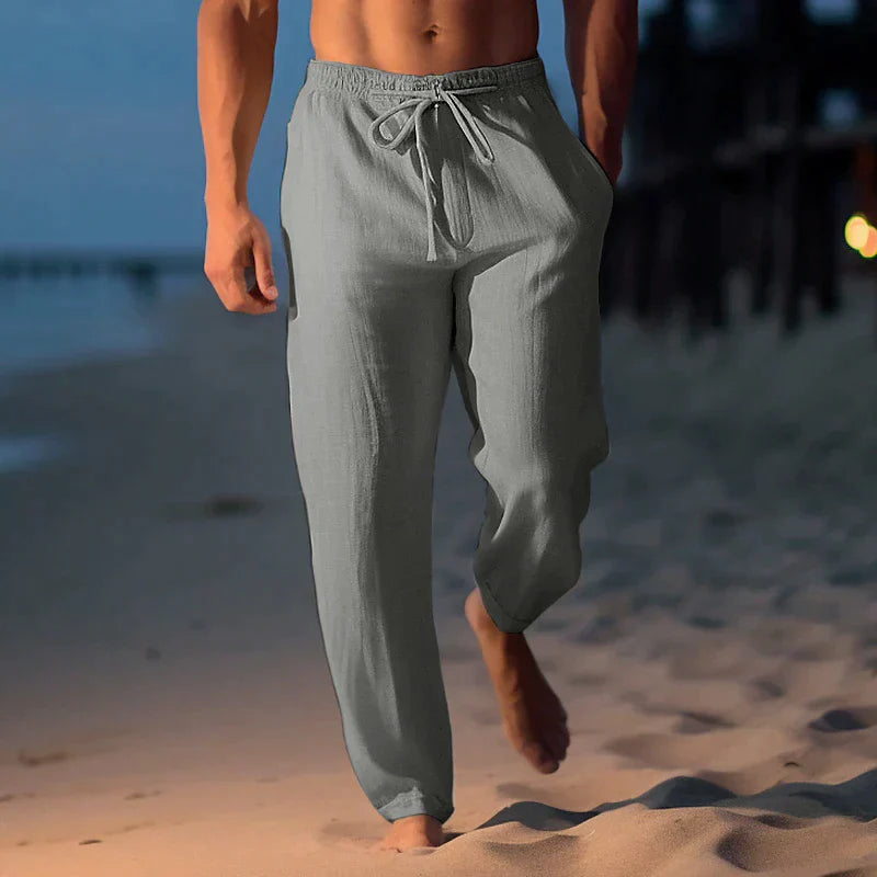 Heren Broek met Trekkoord - Elastische Taille en Rechte Pijpen