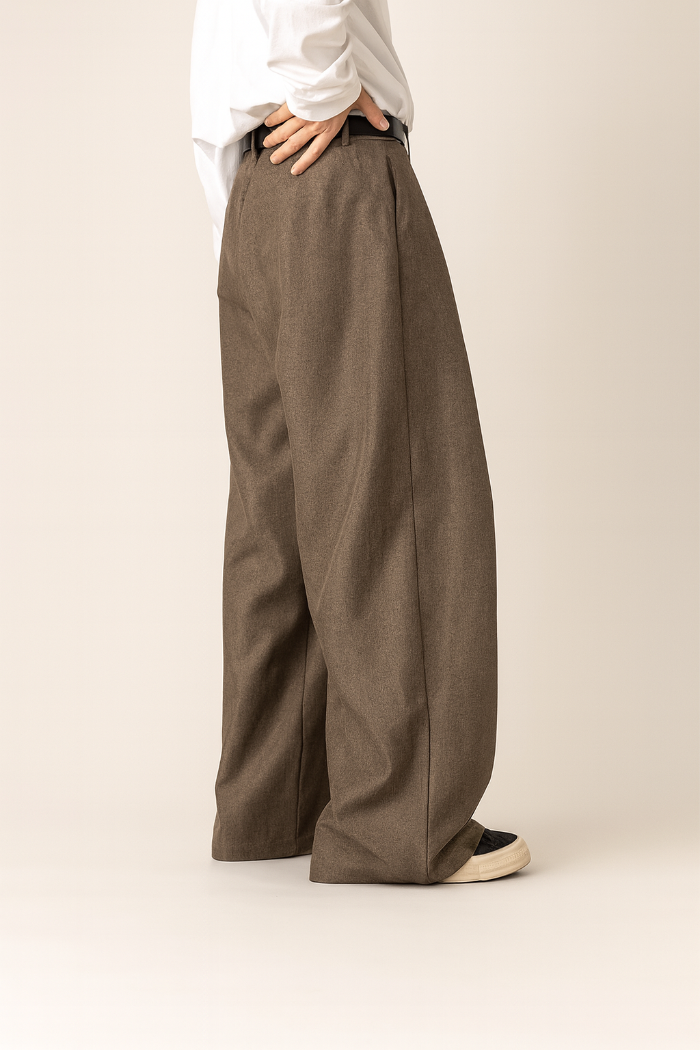 Heren Broek met Wijde Pijpen - Hoge Taille met Plooien