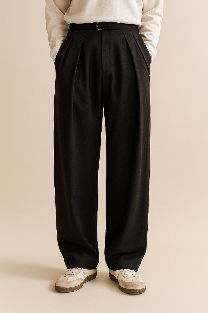 Heren Broek met Wijde Pijpen - Hoge Taille met Plooien