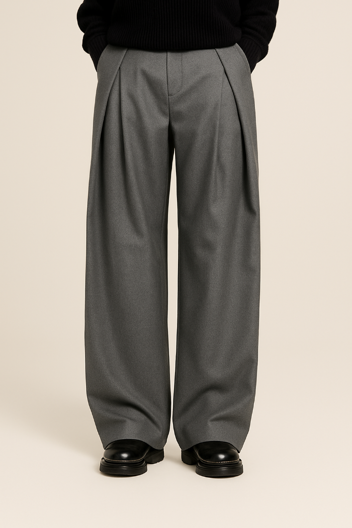 Heren Broek met Wijde Pijpen - Hoge Taille met Plooien