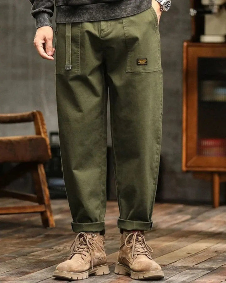 Heren Cargobroek - Relaxed Tapered Broek met Opgestikte Zakken