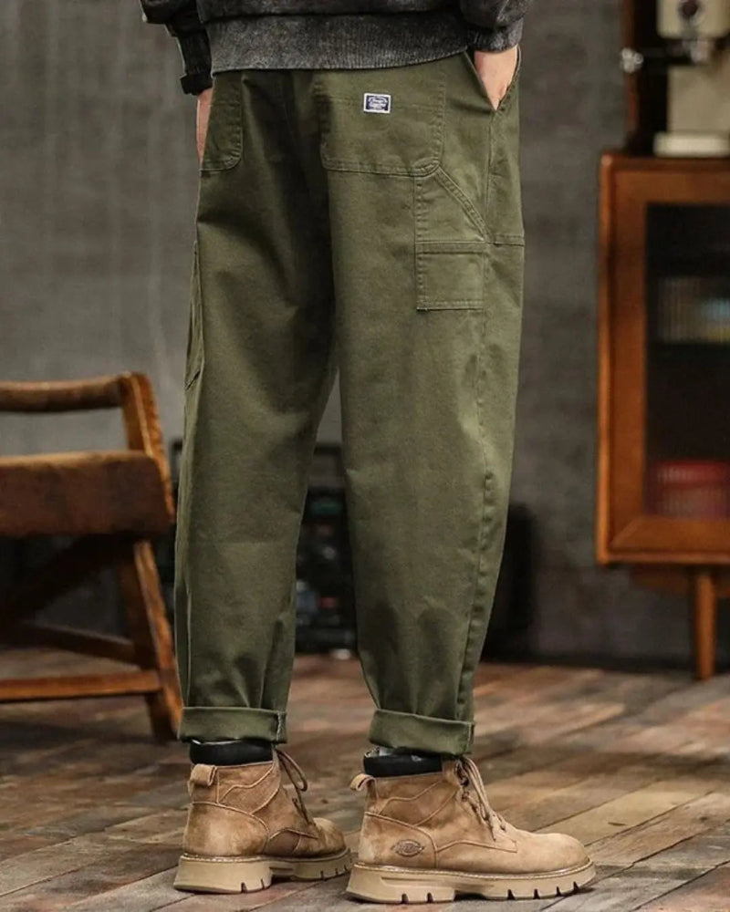 Heren Cargobroek - Relaxed Tapered Broek met Opgestikte Zakken