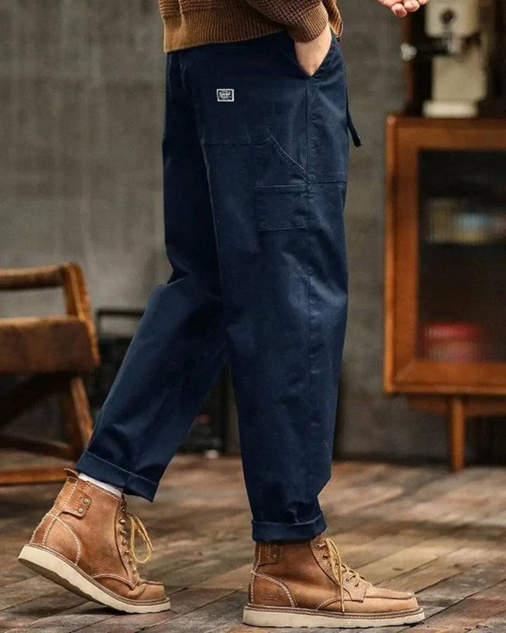 Heren Cargobroek - Relaxed Tapered Broek met Opgestikte Zakken