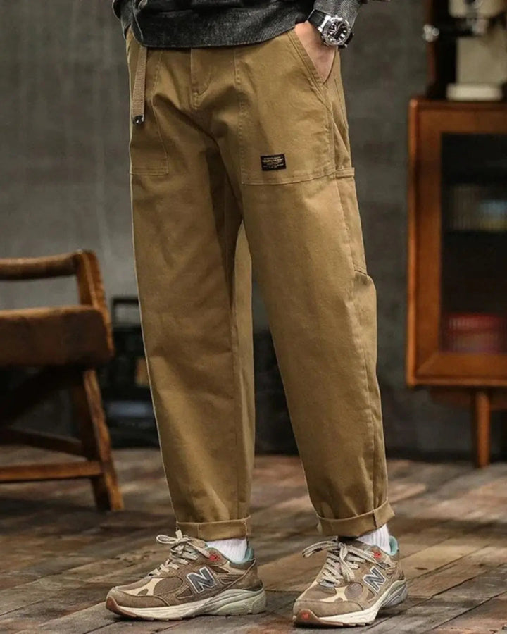 Heren Cargobroek - Relaxed Tapered Broek met Opgestikte Zakken