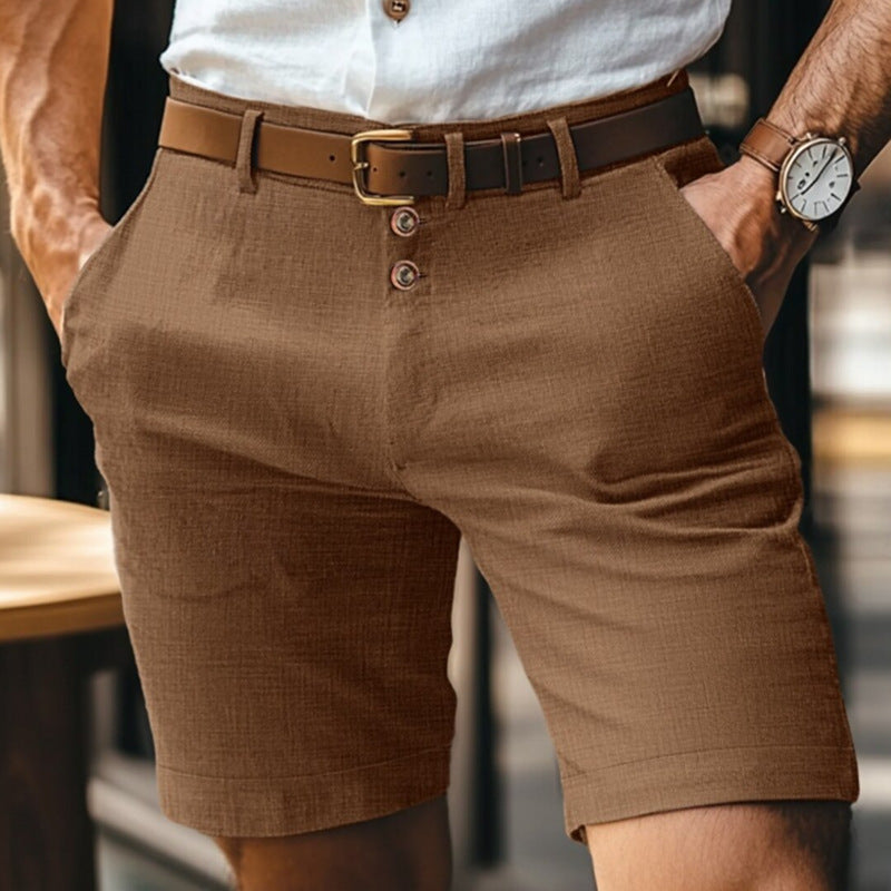 Heren Chino Shorts - Knielengte met Knoopsluiting