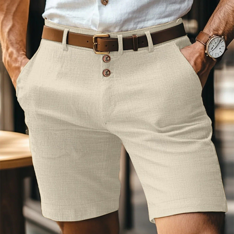 Heren Chino Shorts - Knielengte met Knoopsluiting