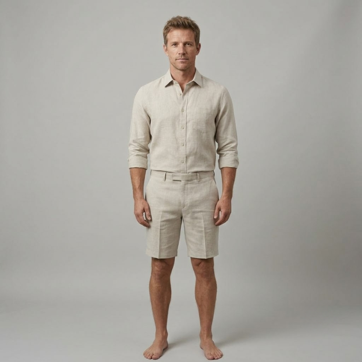 Heren Chino Shorts - Platte Voorkant met Knoopsluiting