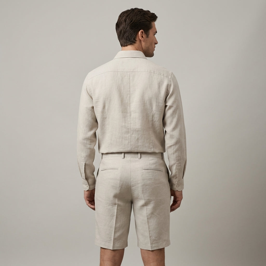 Heren Chino Shorts - Platte Voorkant met Knoopsluiting
