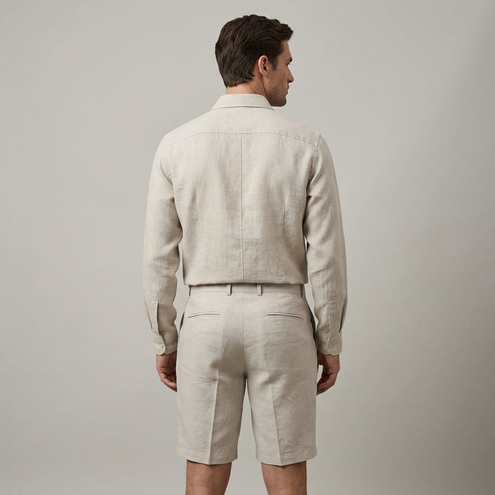 Heren Chino Shorts - Platte Voorkant met Knoopsluiting