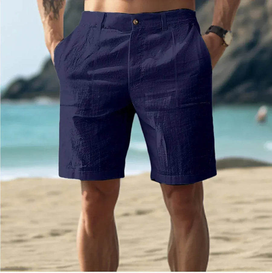 Heren Chino Shorts - Platte Voorkant met Knoopsluiting