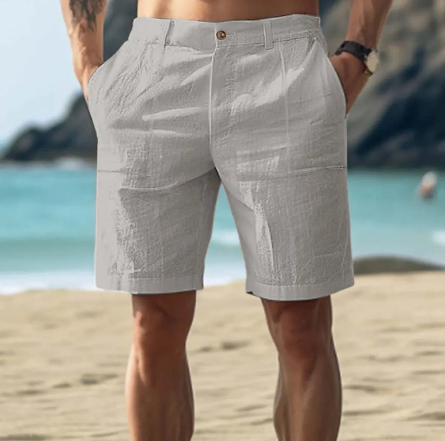 Heren Chino Shorts - Platte Voorkant met Knoopsluiting