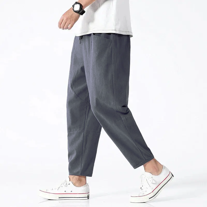 Heren Cropped Pantalon - Taps Toelopende Pijpen met Trekkoord en Enkelhoogte