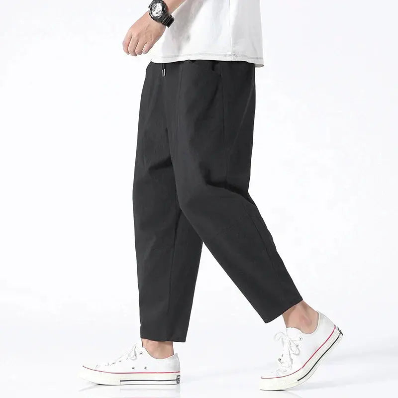 Heren Cropped Pantalon - Taps Toelopende Pijpen met Trekkoord en Enkelhoogte