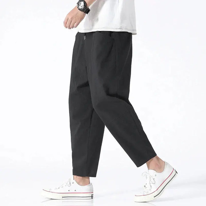 Heren Cropped Pantalon - Taps Toelopende Pijpen met Trekkoord en Enkelhoogte