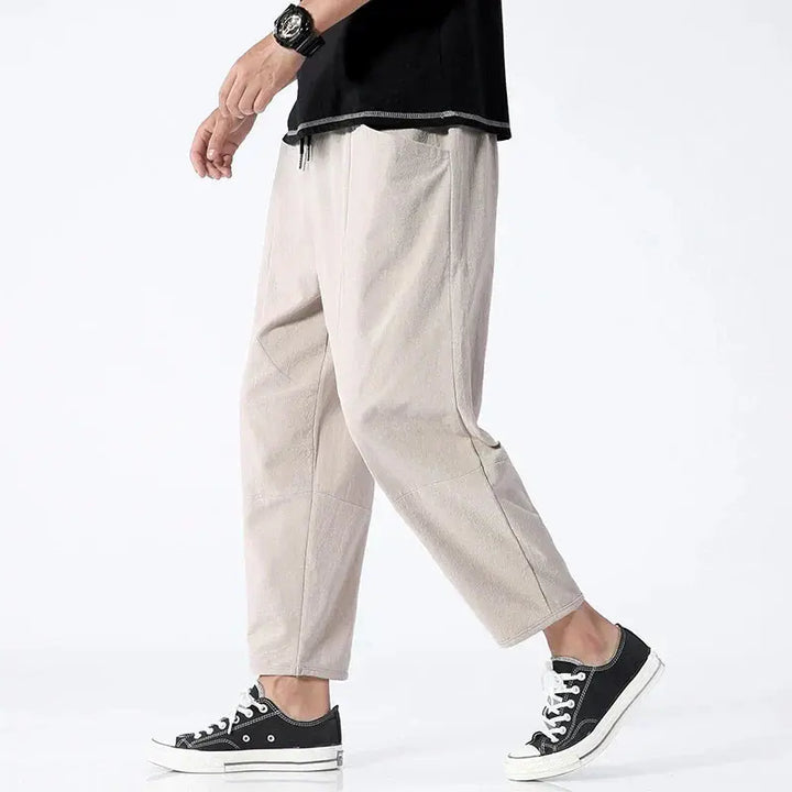 Heren Cropped Pantalon - Taps Toelopende Pijpen met Trekkoord en Enkelhoogte