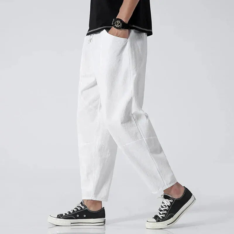 Heren Cropped Pantalon - Taps Toelopende Pijpen met Trekkoord en Enkelhoogte