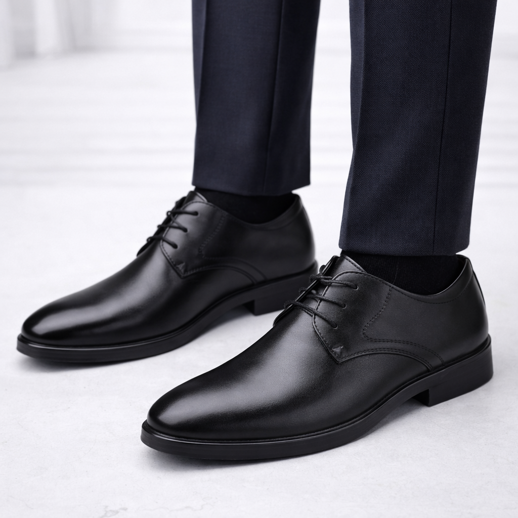 Heren Derby Schoenen met Vetersluiting - Effen Neus