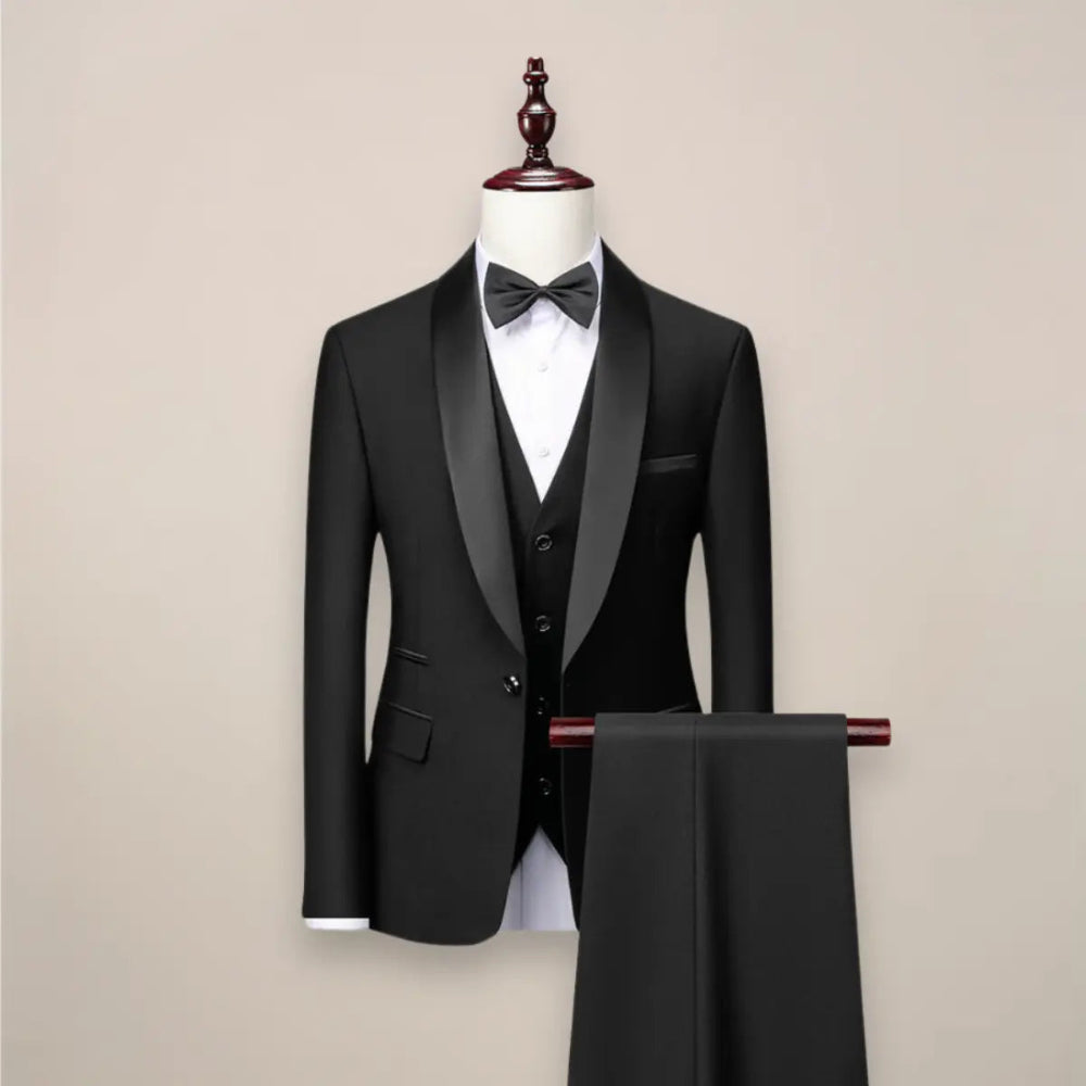 Heren Driedelig Smokingpak - Blazer met Revers, Gilet en Pantalon Set